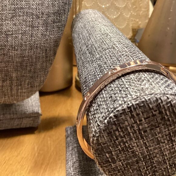 Goldtone Nailhead Opening Bangle Bracelet - Picture 3 of 6